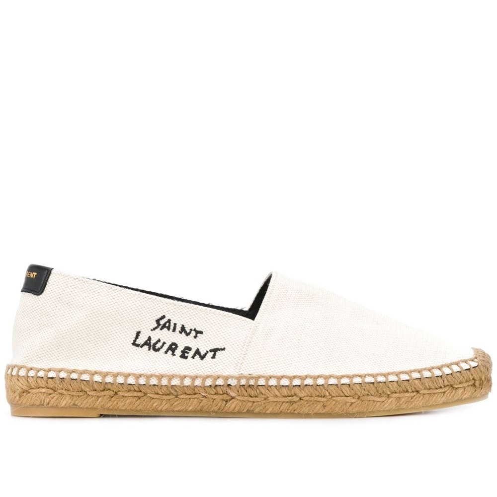 Saint Laurent Beige Canvas Espadrilles w Embroidered Logo Sz‎ 36